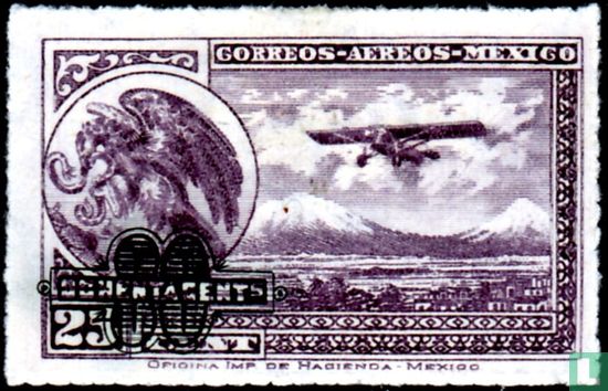 Mail plane near Popecatépetl and Iztaccihuatl volcanoes.