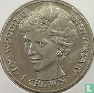 Île de Man 1 crown 1991 "Prince Charles & Lady Diana's 10th Wedding Anniversary - Princess Diana" - Image 2