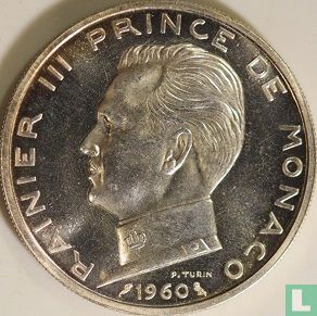 Monaco 5 francs 1960 (trial - silver) - Image 1