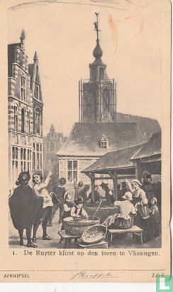 De Ruyter klimt op den toren te Vlissingen - Afbeelding 1