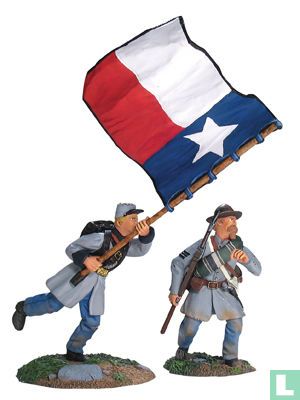 Set confédéré d'infanterie de commandement n ° 2, 1er Texas Flagberar et sous-officiers progresser