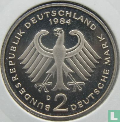 Germany 2 mark 1984 (D - Kurt Schumacher) - Image 1