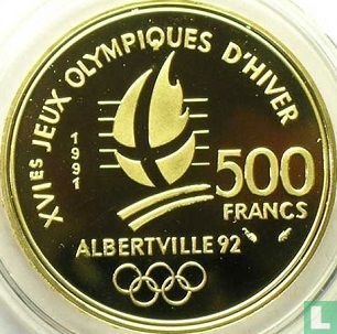 France 500 francs 1991 (PROOF) "1992 Olympics - Ice hockey" - Image 1
