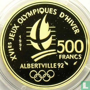 Frankreich 500 Franc 1991 (PP) "1992 Olympics - Ski jump" - Bild 1