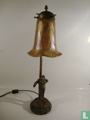 Art Nouveau Harlequin Lamp , Loetz ,Austria - Afbeelding 3