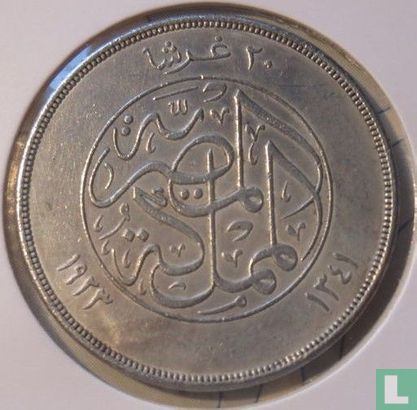 Egypt 20 piastres 1923 (AH1341 - without H - silver) - Image 1