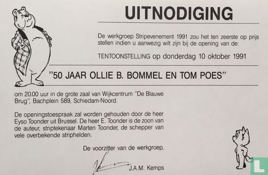 Uitnodiging “50 jaar Heer Ollie B. Bommel en Tom Poes” - Afbeelding 1
