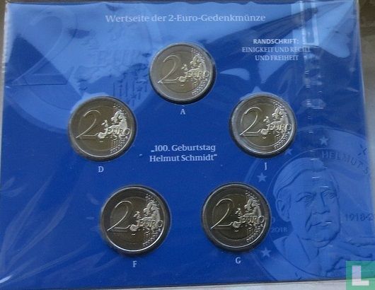 Germany mint set 2018 "100th anniversary of the birth of the Chancellor Helmut Schmidt" - Image 2