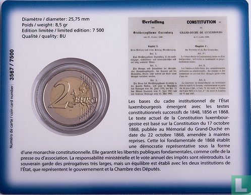 Luxembourg 2 euro 2018 (coincard) "150 years of the Luxembourg Constitution" - Image 2