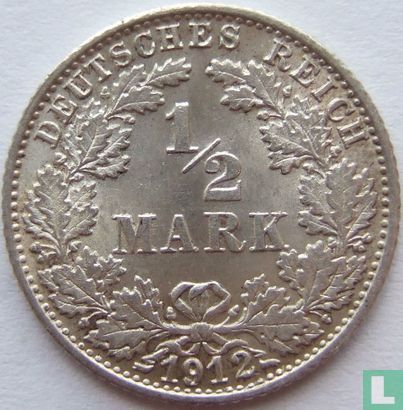 Duitse Rijk ½ mark 1912 (F) - Afbeelding 1