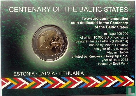 Estland 2 euro 2018 (coincard) "Centenary of the Baltic States" - Afbeelding 1