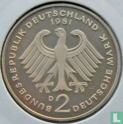 Duitsland 2 mark 1981 (D - Konrad Adenauer) - Afbeelding 1