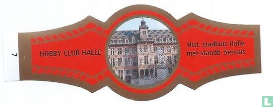 Hist. stadhuis Halle met standb. Servais - Afbeelding 1
