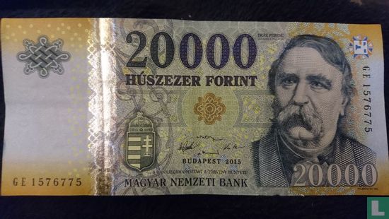 Hongarije 20.000 Forint 2015 - Afbeelding 1