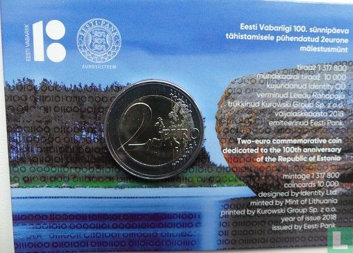 Estonia 2 euro 2018 (coincard) "100 years Republic of Estonia" - Image 2