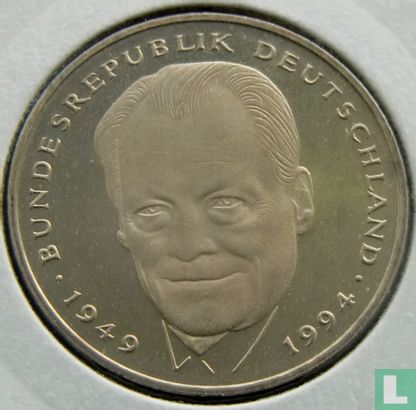Allemagne 2 mark 1996 (G - Willy Brandt) - Image 2