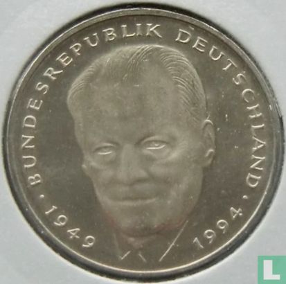 Allemagne 2 mark 1998 (G - Willy Brandt) - Image 2
