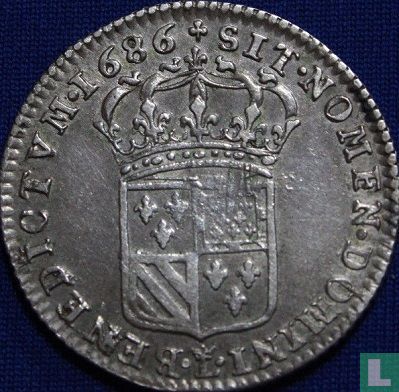 France 1/8 ecu 1686 (crowned L) - Image 1