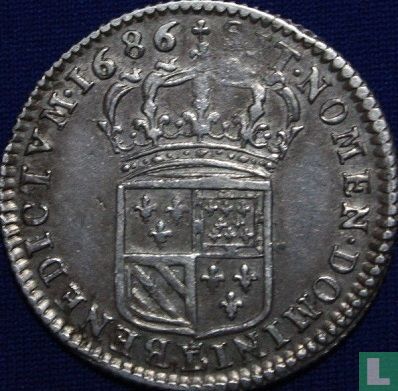 France ¼ ecu 1686 (crowned L) - Image 1