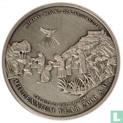 Jordan 10 dinars 2000 (AH1420 - colourless) "Millennium and baptism of Jesus" - Image 2