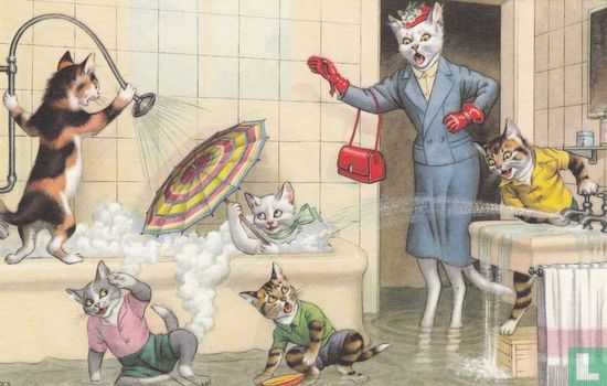 Eugen Hartung poezen/katten wateroverlast in badkamer