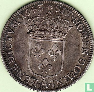 France ½ ecu 1643 (LOUIS XIII - A - rose) - Image 1
