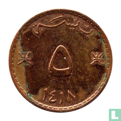 Oman 5 baisa 1997 (jaar 1418  - niet magnetisch)  - Afbeelding 1