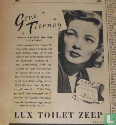 Gene Tierney vindt troost bij een detective - Lux toilet zeep