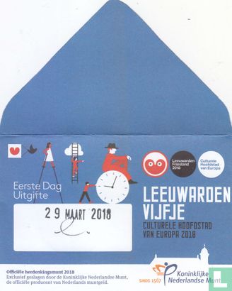 Niederlande 5 Euro 2018 (Coincard - erster Tag der Ausgabe) "Leeuwarden Vijfje" - Bild 1