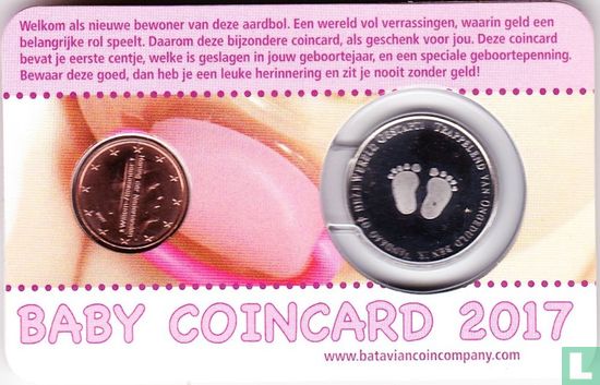 Nederland 1 cent 2017 (coincard - meisje) "Baby's eerste centje" - Afbeelding 2