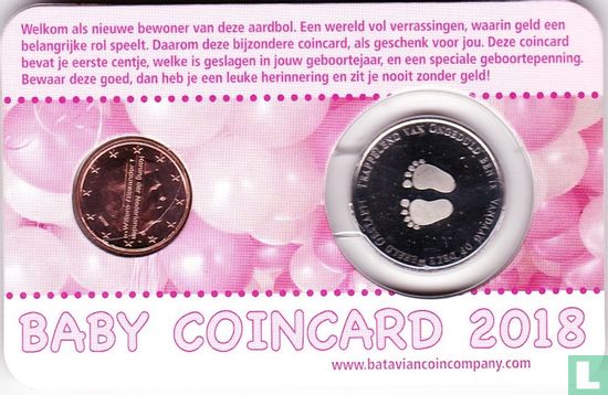 Netherlands 1 cent 2018 (coincard - girl) "Baby's eerste centje" - Image 2