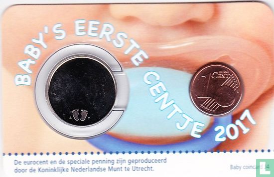 Niederlande 1 Cent 2017 (Coincard - Junge) "Baby's eerste centje" - Bild 1