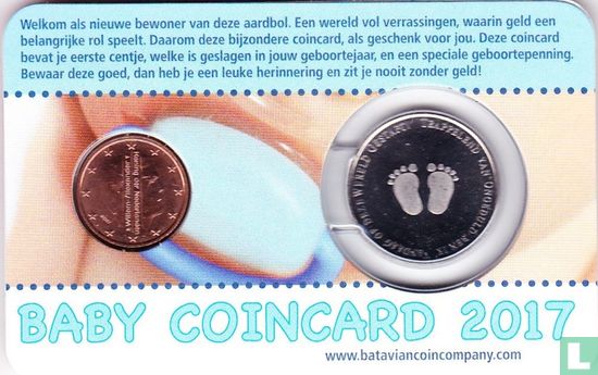 Netherlands 1 cent 2017 (coincard - boy) "Baby's eerste centje" - Image 2