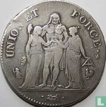 France 5 francs AN 6 (A) - Image 2
