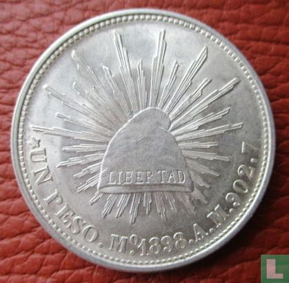 Mexico 1 peso 1898 (Mo AM - restrike 1949 met 134 parels) - Afbeelding 1
