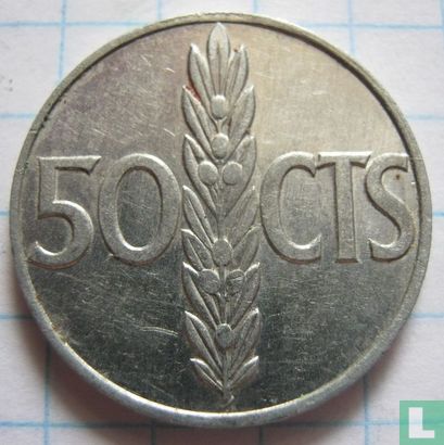 Spain 50 centimos 1966 (1969) - Image 2