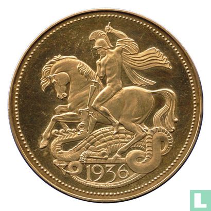 Great Britain Crown (D) 1936 (Gilt Copper - PROOF) "Edward VIII Fantasy Coronation Medallion" - Image 2