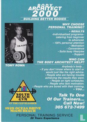 Tony Roma "Body Architect 2000" South Beach Gym - Afbeelding 1
