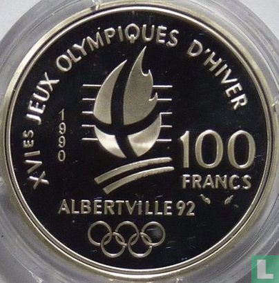Frankrijk 100 francs 1990 (PROOF) "1992 Olympics - Albertville - Bobsledding" - Afbeelding 1