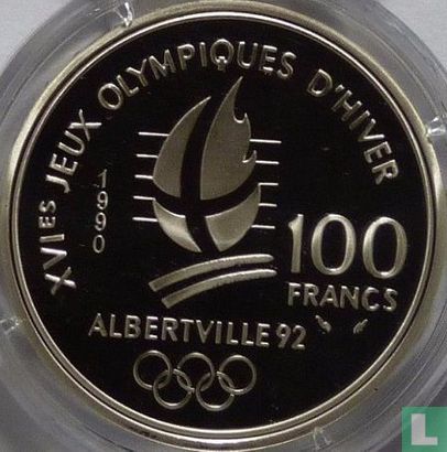Frankreich 100 Franc 1990 (PP) "1992 Olympics - Albertville - Speed skating" - Bild 1