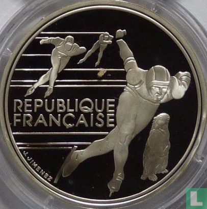 France 100 francs 1990 (PROOF) "1992 Olympics - Albertville - Speed skating" - Image 2