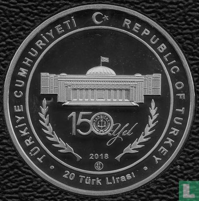 Turkije 20 türk lirasi 2018 (PROOF) "150 Jarig jubileum van de Hoge Raad" - Afbeelding 1