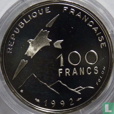 Frankrijk 100 francs 1992 (PROOF) "1992 Paralympics - Albertville" - Afbeelding 1