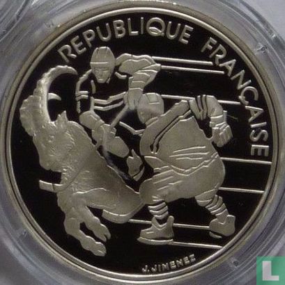 Frankreich 100 Franc 1991 (PP) "1992 Olympics - Albertville - Ice hockey" - Bild 2