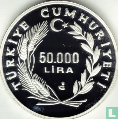 Turkey 50.000 lira 1994 (PROOF) "Bald ibis" - Image 1