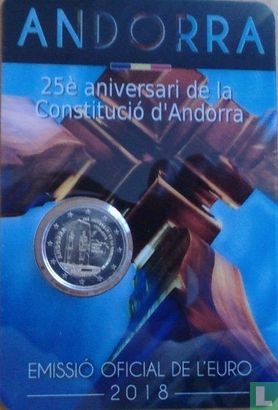 Andorre 2 euro 2018 (coincard - Govern d'Andorra) "25th anniversary Constitution of Principality of Andorra" - Image 1