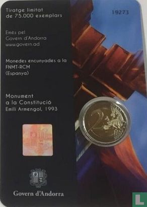Andorra 2 euro 2018 (coincard - Govern d'Andorra) "25th anniversary Constitution of Principality of Andorra" - Image 2