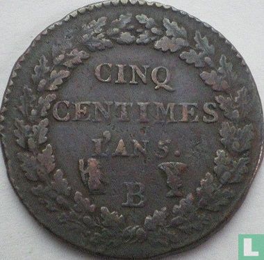 Frankrijk 5 centimes AN 5 (B) - Afbeelding 1
