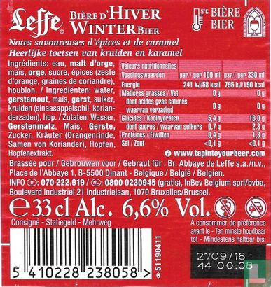 Leffe Bière d'Hiver - Winterbier - Afbeelding 2
