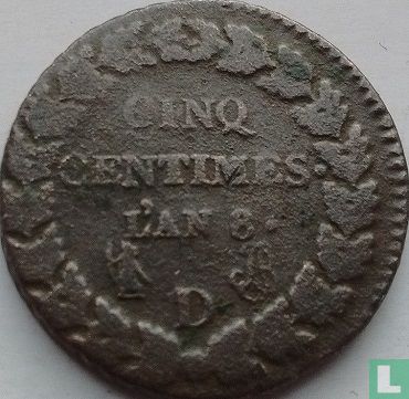 Frankrijk 5 centimes AN 8 (D) - Afbeelding 1